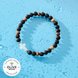 B - HOLY WATER -  MEN'S OLIVE WOOD CROSS