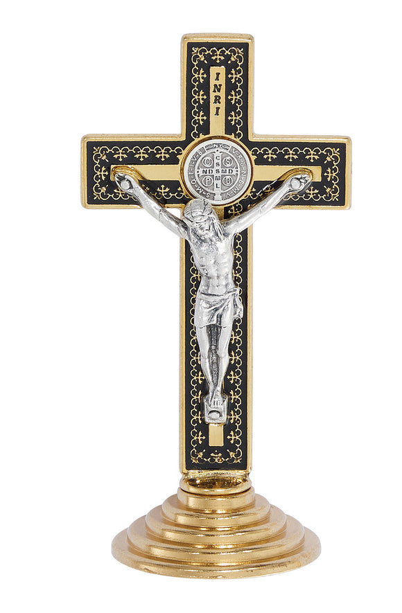 CRFX - STND - ST BENEDICT - METAL - GOLD & BLACK - 3.5