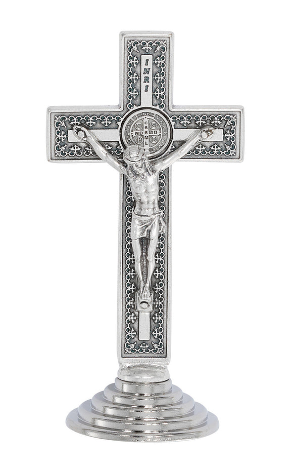 CRFX - STND - ST BENEDICT - METAL - SILVER & BLACK - 3.5