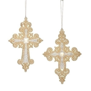 ORN - CROSS FILIGREE SILVER AND GOLD - 6.2"