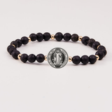 B - HOLY WATER - MEN'S HOLY WATER ST. BENEDICT : Lava Rock (Stainless Spacers)