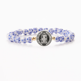 B - HOLY WATER - ST BENEDICT - Porcelain Beads: Gold Spacer Beads