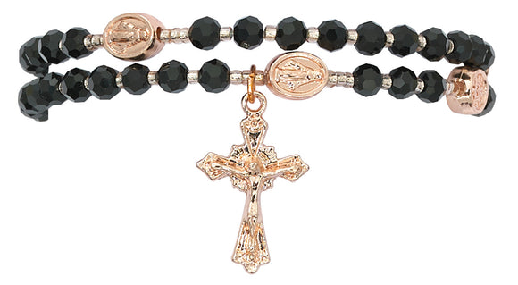 B - RSY - TWIST - BLACK CRYSTAL 4MM BEADS - ROSE GOLD