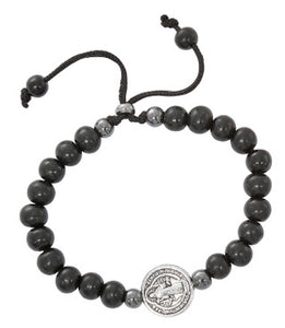 B - ST BENEDICT - BLACK WOOD BEADS - ADJUSTABLE