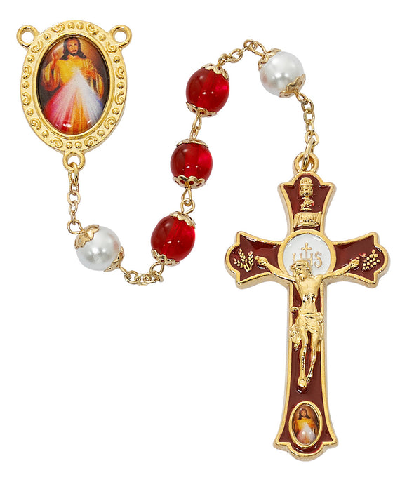 RSY - DIVINE MERCY - RED & WHITE - 8MM BEADS