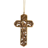 Ornament Nativity Cross Gold Resin 4H