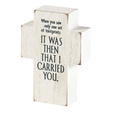 Tabletop Plaque Cross Footprints 2.75x4