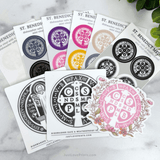 Floral St. Benedict Medal Vinyl Sticker