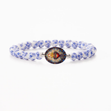 B - HOLY WATER - SACRED HEART - Porcelain Beads: Blue Porcelain (Gold Spacers)
