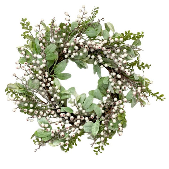 WREATH - LAMBS EAR BOXWOOD - 24